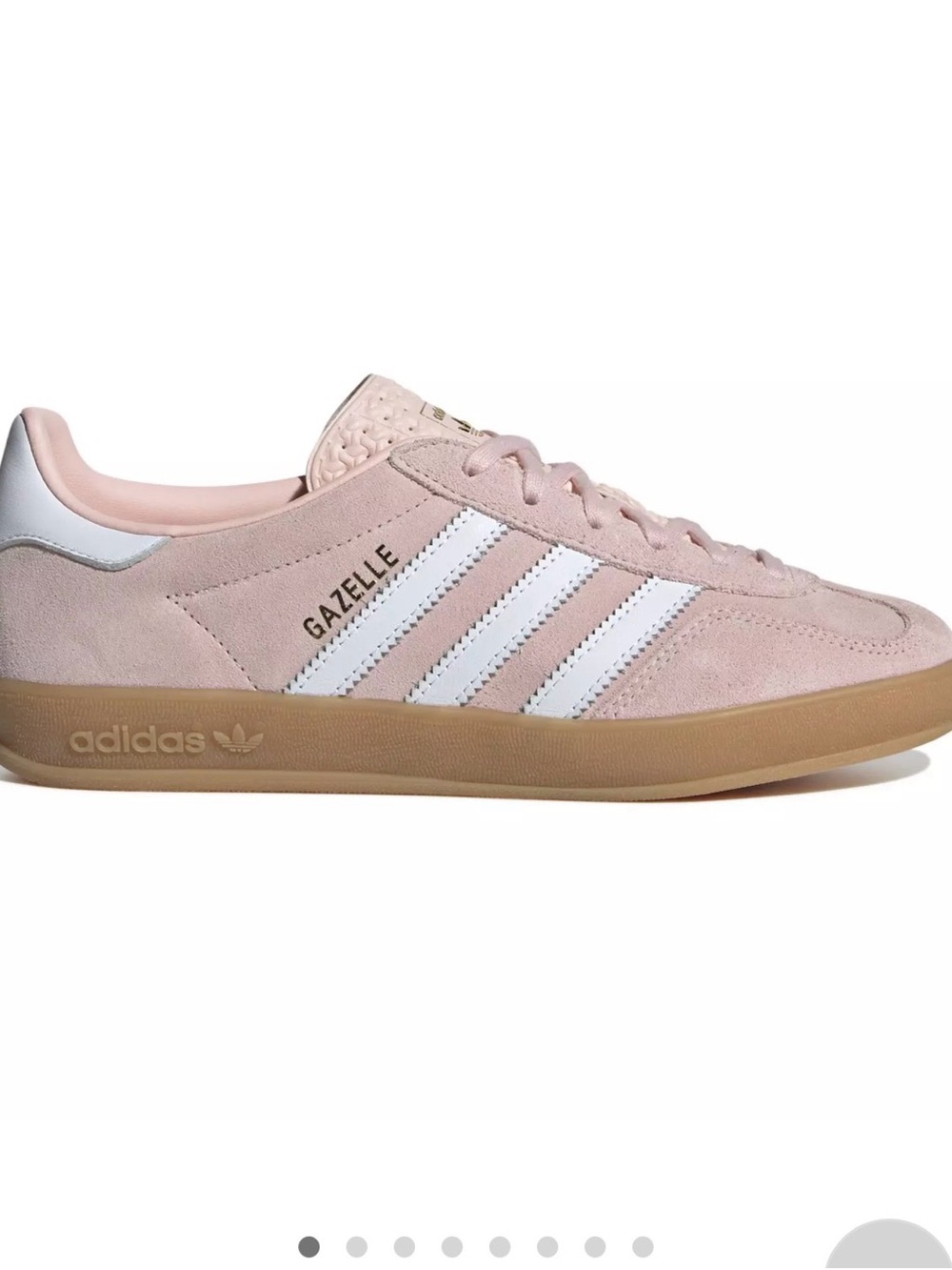 adidas Gazelle Women's Suede Sneaker in Pale Pink with White Stripes